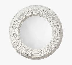 Jaya Handcarved Wood Beaded Round Wall Mirror
