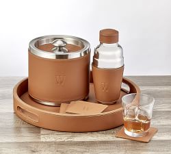 French Handcrafted Leather Bar Tray