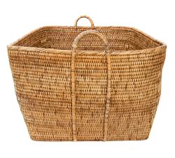 Tava Handwoven Rattan Basket With Hoop Handles