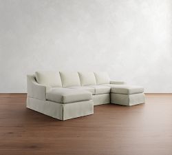 York Slope Arm Slipcovered Double Chaise Sectional (107"&ndash;127")