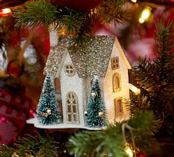 Light Up German Glitter House Ornament