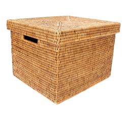 Tava Handwoven Rattan Letter File Box With Lid