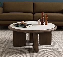 Dante Reclaimed Wood &amp; Marble Round Coffee Table