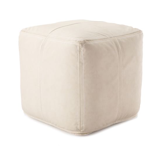Faux Leather Woven Pouf