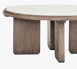 Dante Reclaimed Wood &amp; Marble Round Coffee Table