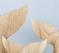Handcrafted Wooden Carved Whale Tails, Set of 3