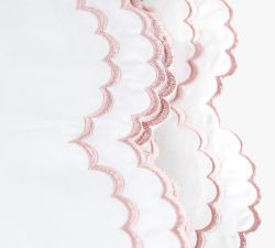 Maci Double Scalloped Percale Embroidered Sheet Set