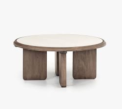 Dante Reclaimed Wood &amp; Marble Round Coffee Table