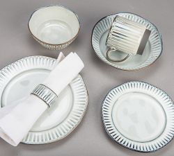 Colonnade Stoneware Napkin Rings - Set of 8