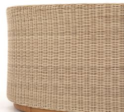 Constantine Wicker &amp; Teak Round Storage Coffee Table