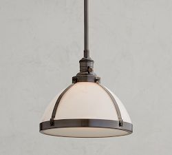 Industrial Milk Glass Pole Pendant (8"-12")