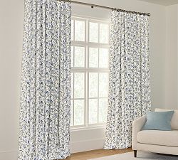 Open Box: Iris Floral Blackout Curtain, 50" W x 84" L - Individual - Blue Multi