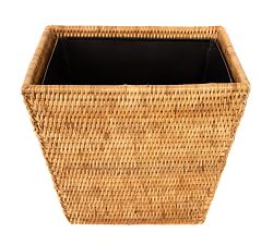 Tava Handwoven Rattan Tapered Waste Basket with Metal Insert