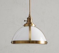 Industrial Milk Glass Pole Pendant (8"-12")
