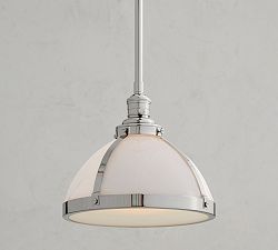 Industrial Milk Glass Pole Pendant (8"-12")