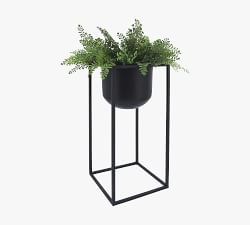 Raegan Black Round Planters on Stand - Set of 2