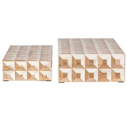 Cora Bone Decorative Box, Set of 2 - White