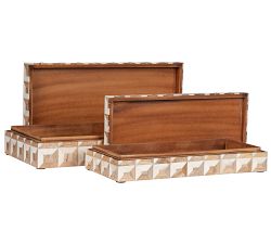 Cora Bone Decorative Box, Set of 2 - White