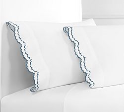 Maci Double Scalloped Percale Embroidered Pillowcase - Set Of 2