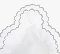 Maci Double Scalloped Percale Embroidered Sham - Set of 2