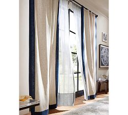 Open Box: Emery Border Linen Curtain