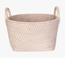 Tava Handwoven Rattan Round Basket With Hoop Handles