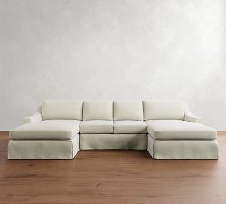 York Slope Arm Slipcovered Double Chaise Sectional (107"&ndash;127")