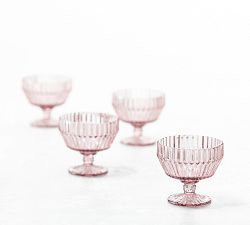 Fluted Glass Footed Bowl - Set of 4