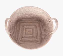 Tava Handwoven Rattan Round Basket With Hoop Handles