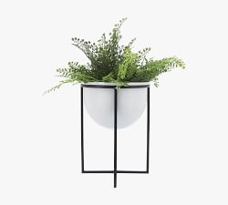 Vanessa White Metal Planters with Black Stand - Set of 2