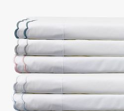 Maci Double Scalloped Percale Embroidered Sham - Set of 2