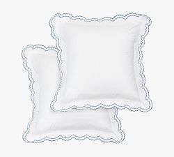 Maci Double Scalloped Percale Embroidered Sham - Set of 2