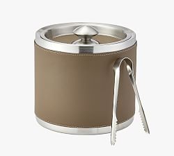 Open Box: French Handcrafted Leather Ice Bucket with Tongs