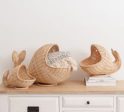 Decorative Woven Whale Baskets, Set of 3
