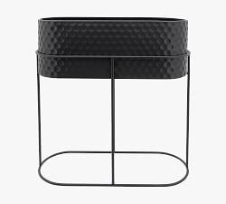 Reina Black Metal Oval Planters on Stand - Set of 2