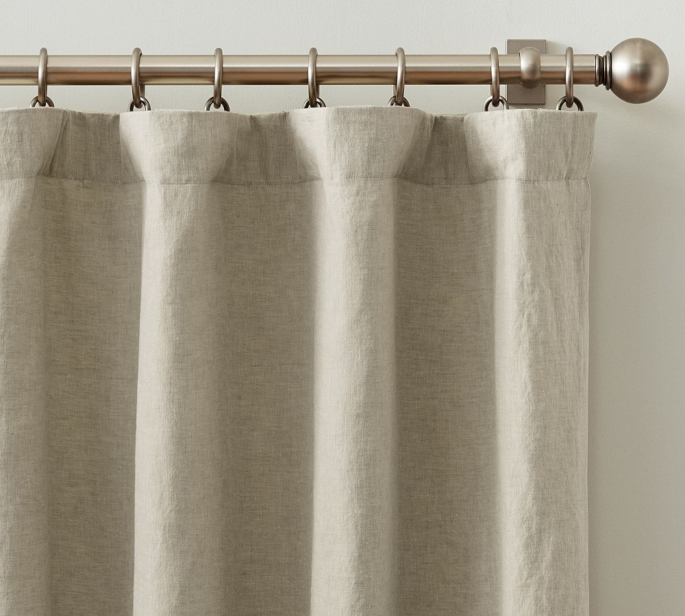 Belgian Flax Linen Blackout Curtain - Bamboo, 100" W x 108" L