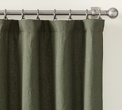 Open Box: Belgian Flax Linen Blackout Curtain, 100"W x 96"L - Cyprus