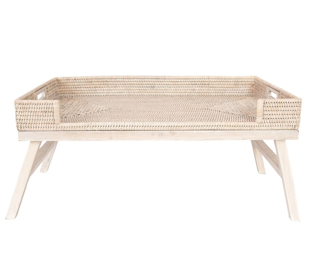 Light Natural Tava Handwoven Rattan Serving Tray with Stand