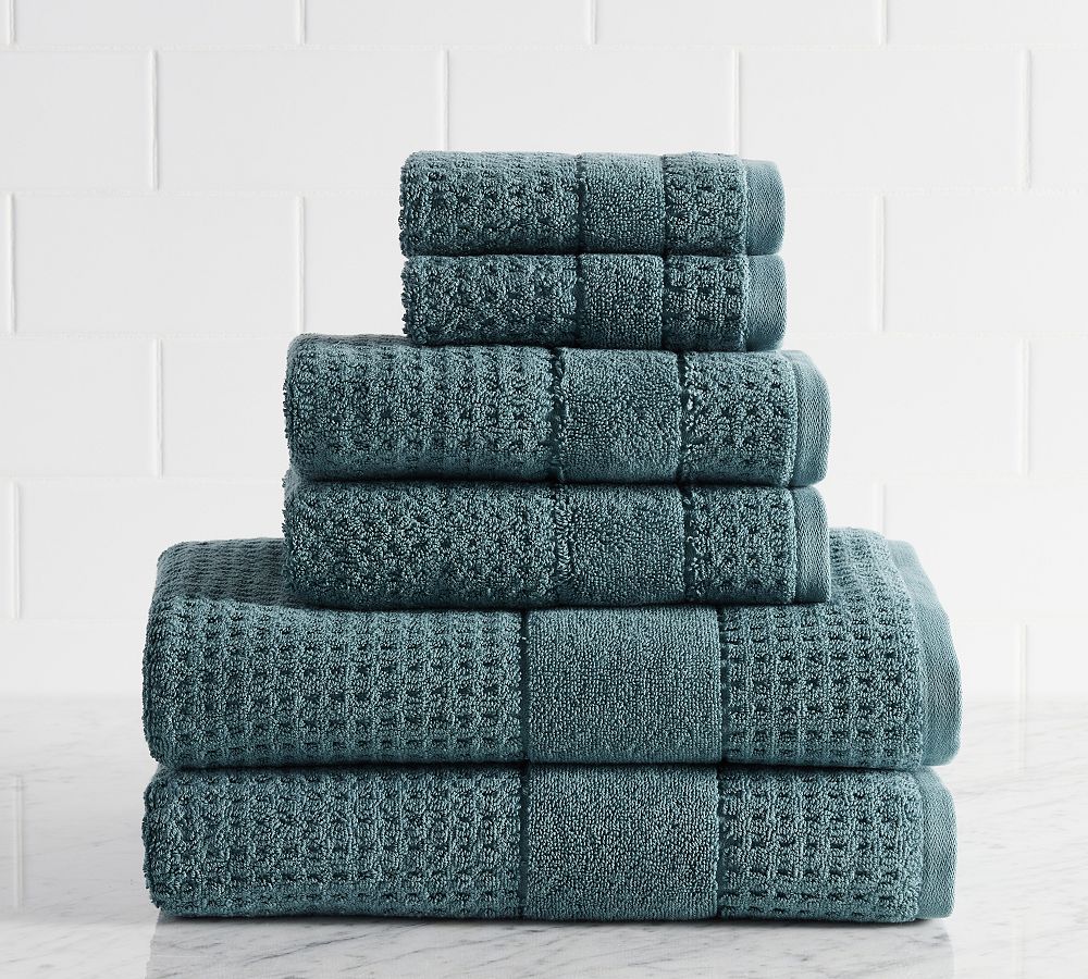 Waffle Tyne Towel Bundle - Set of 6 - Blue