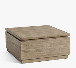 Open Box: Indio Eucalyptus Modern Platform Outdoor Coffee Table with Storage (33&quot;) - Weathered Gray