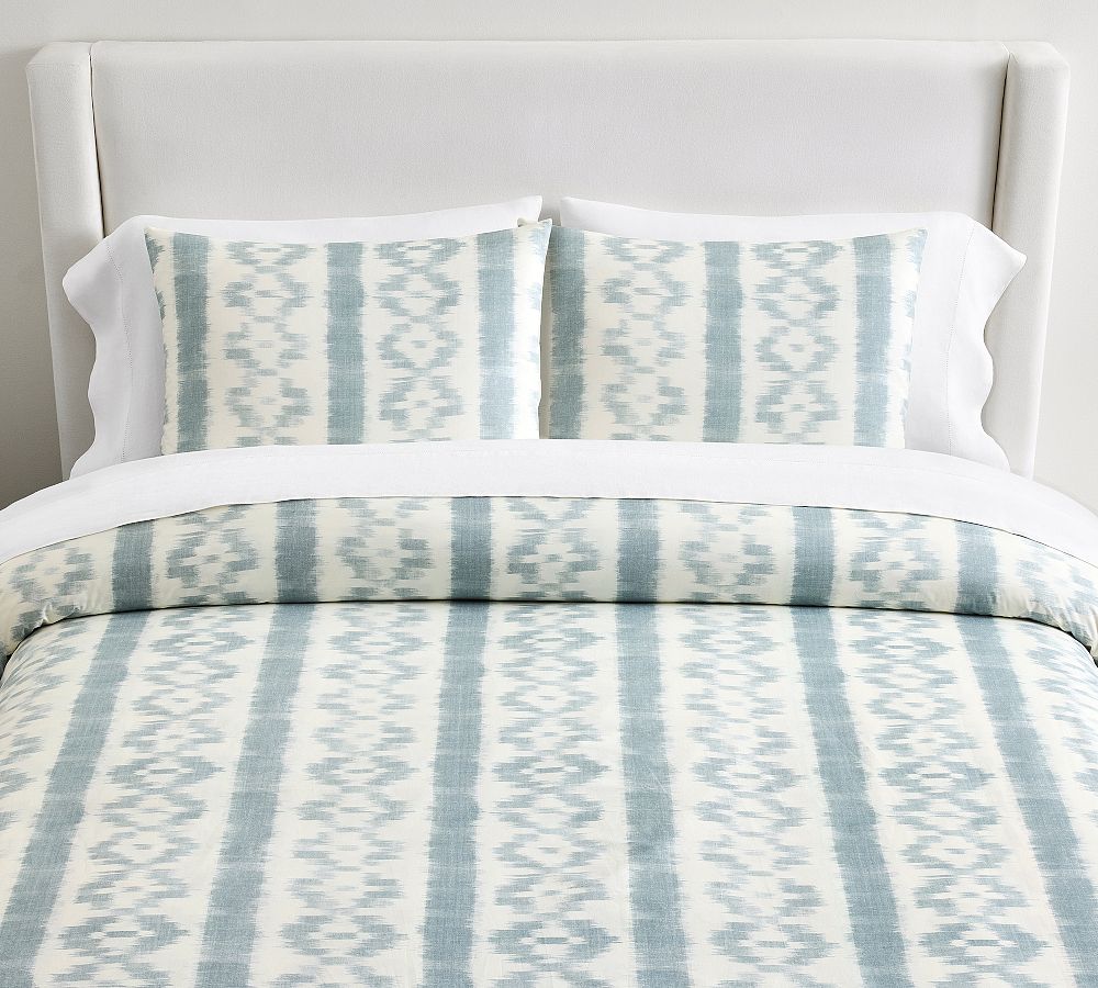 Skylar Ikat Duvet Cover. Blue. Queen/Full
