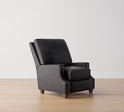 Open Box: James Square Arm Leather Tall Manual Recliner, 41.5&quot; - Vintage Midnight