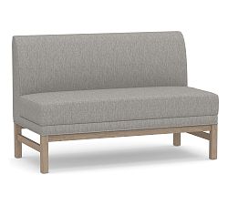 Open Box: Nielson Upholstered Modular Banquette, 50&quot; Double Seat Banquette - Sunbrella Performance Sahara Weave Charcoal, Seadrift Legs