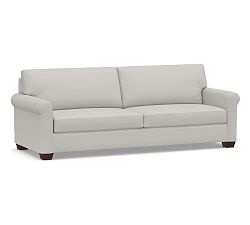 Open Box: York Roll Arm Upholstered Grand Sofa (97&quot;), 2 x 2, High Performance Contract Grade Cushions - Heathered Chenille Pebble