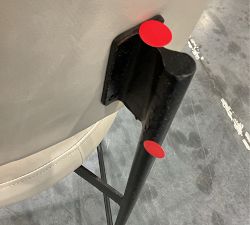 Open Box: Maison Leather Counter Stool, 24&quot; - Statesville Pebble, Antique Bronze Leg