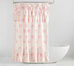 LoveShackFancy Pink Rose Ruffle Shower Curtain