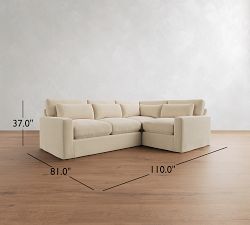 PB Comfort Modern Deep Square Arm Slipcovered 3-Piece Sectional (110")