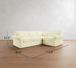 PB Comfort Modern Roll Arm Deep Seat Slipcovered 3-Piece Sectional (112")