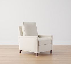 Open Box: Tyler Square Arm Tall Recliner without Nailheads, 42&quot; - Performance Chateau Basketweave Oatmeal - Espresso Legs