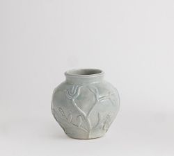 Floral Dusty Blue Vase